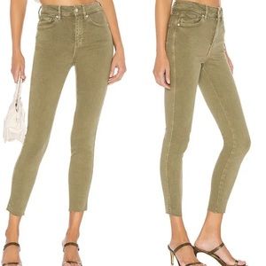 Free People High Rise Skinny Jeans Green Sz 27